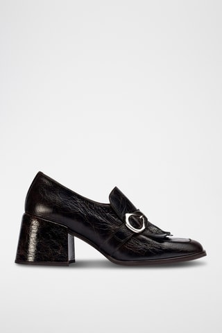 Mocassins à talons en cuir - Marron