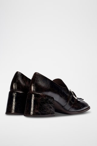 Mocassins à talons en cuir - Marron