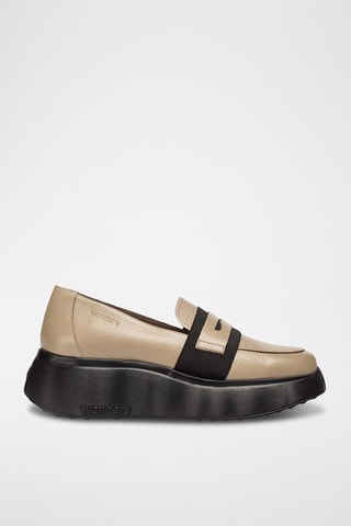 Mocassins compensés en cuir - Taupe