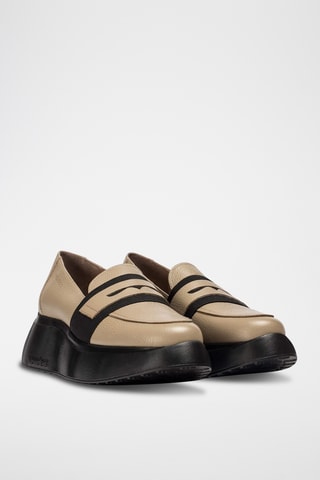 Mocassins compensés en cuir - Taupe