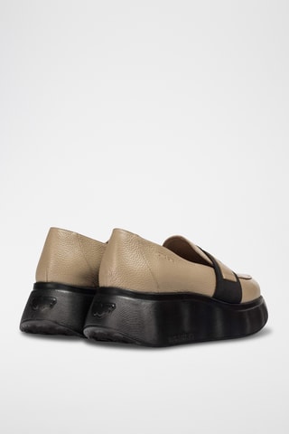 Mocassins compensés en cuir - Taupe