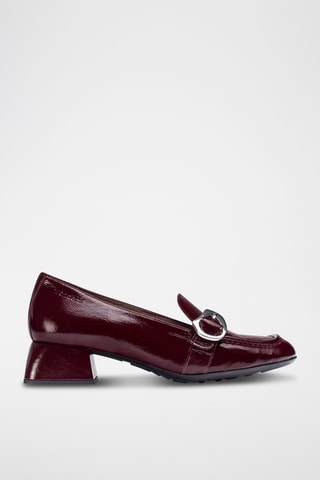 Mocassins à talons en cuir - Bordeaux