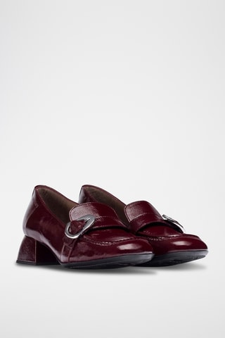 Mocassins à talons en cuir - Bordeaux