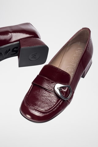 Mocassins à talons en cuir - Bordeaux