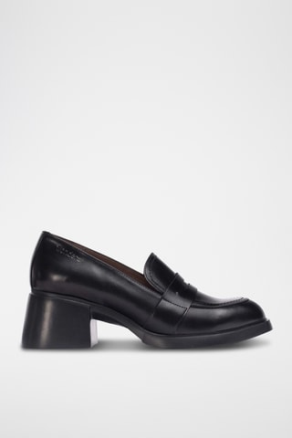 Mocassins à talons en cuir - Noir