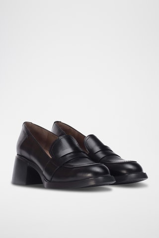 Mocassins à talons en cuir - Noir