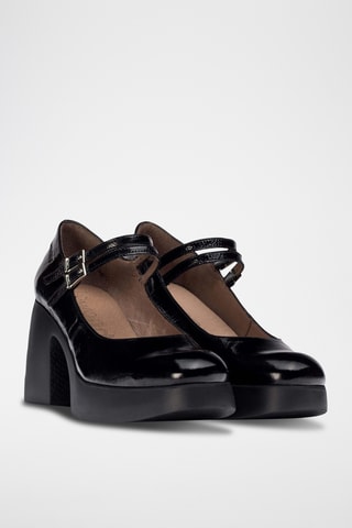 Scarpe baby con tacco in pelle verniciata - Nero