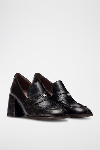 Mocassins à talons en cuir - Marron