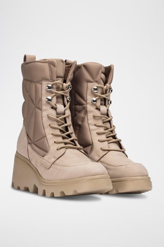 Bottines compensées en nubuck - Taupe