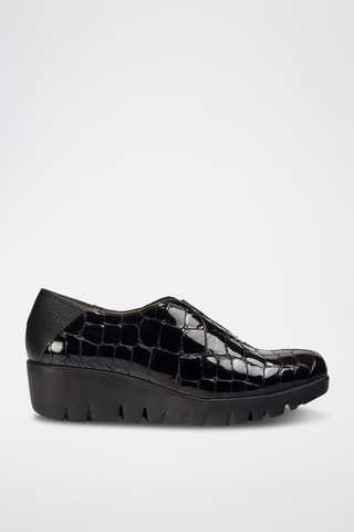 Mocassins compensés en cuir verni - Noir