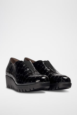 Mocassins compensés en cuir verni - Noir