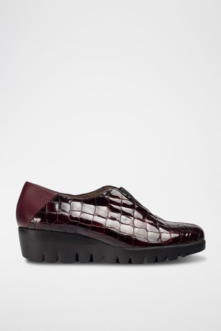 Mocassins compensés en cuir verni - Bordeaux