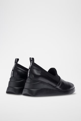 Slip-on compensés en cuir - Noir