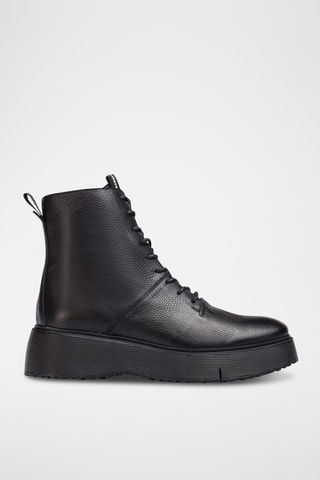 Stivaletti in pelle granulata. - Nero