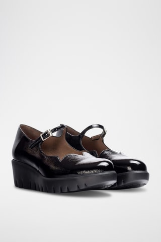 Scarpe baby con zeppa in pelle - Nero