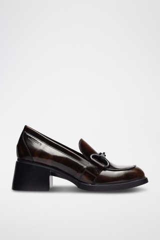 Mocassins à talons en cuir - Marron