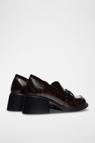 Mocassins à talons en cuir - Marron
