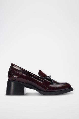 Mocassins à talons en cuir - Bordeaux