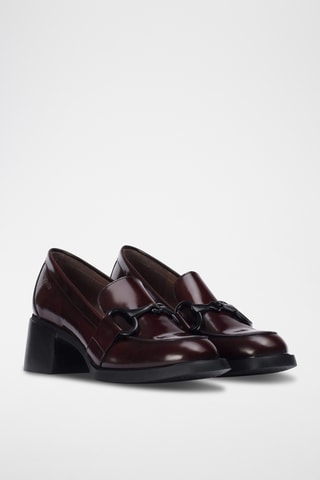 Mocassins à talons en cuir - Bordeaux