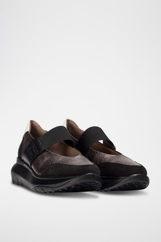 Babies compensés en cuir - Noir