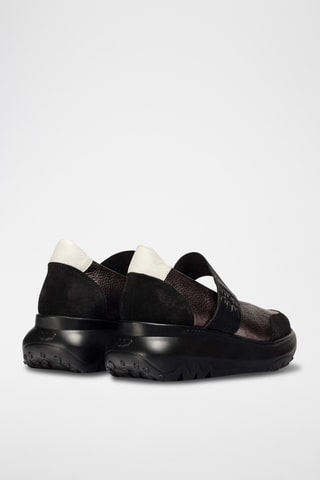 Babies compensés en cuir - Noir
