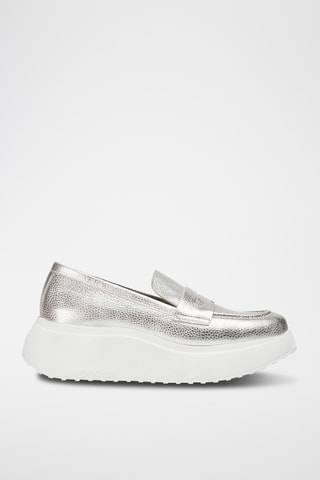 Mocassins compensés en cuir - Gris