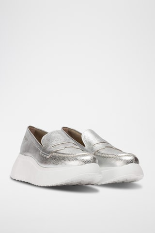 Mocassins compensés en cuir - Gris