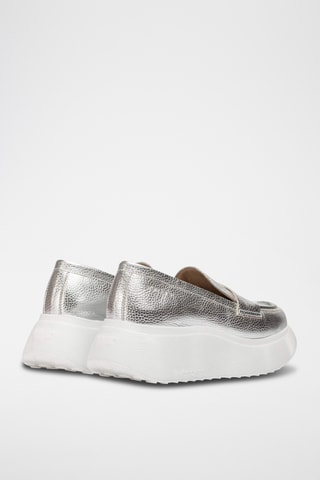 Mocassins compensés en cuir - Gris