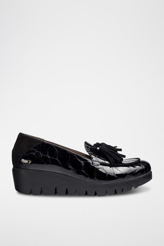 Mocassins compensés en cuir verni - Noir