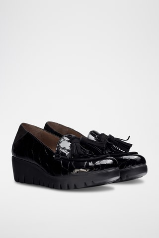 Mocassins compensés en cuir verni - Noir