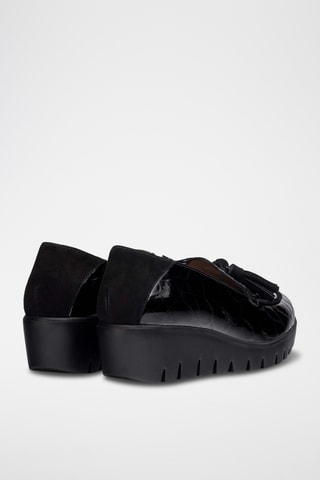 Mocassins compensés en cuir verni - Noir