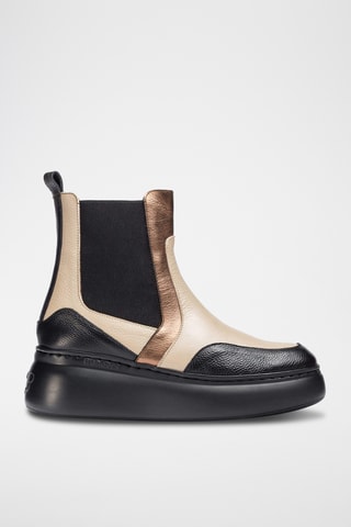 Stivaletti Beatles con zeppa in pelle - Nero