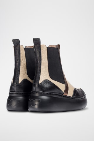 Stivaletti Beatles con zeppa in pelle - Nero