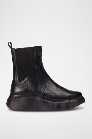 Stivaletti Beatles con zeppa in pelle - Nero