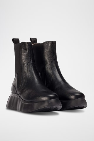 Stivaletti Beatles con zeppa in pelle - Nero