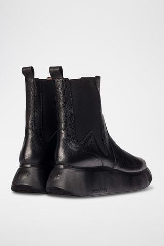 Stivaletti Beatles con zeppa in pelle - Nero
