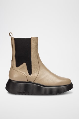Stivaletti Beatles con zeppa in pelle - Taupe