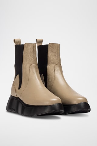 Stivaletti Beatles con zeppa in pelle - Taupe