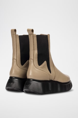 Stivaletti Beatles con zeppa in pelle - Taupe