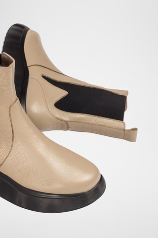 Stivaletti Beatles con zeppa in pelle - Taupe
