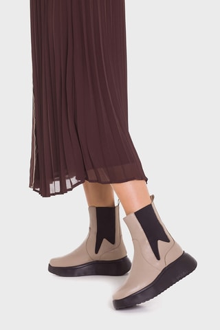 Stivaletti Beatles con zeppa in pelle - Taupe