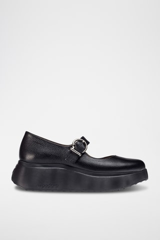 Babies compensés en cuir - Noir