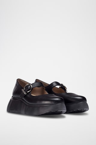 Babies compensés en cuir - Noir