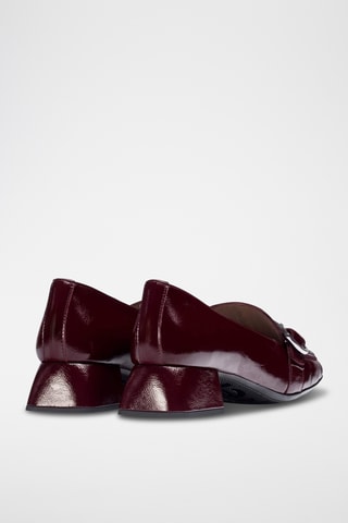 Mocassins à talons en cuir verni - Bordeaux