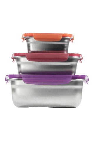 3 boîtes de conservation en acier inoxydable et sans BPA - 350/1300/2250 ml