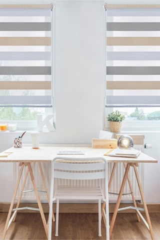 Store jour et nuit Clip & Fix - Gris et beige