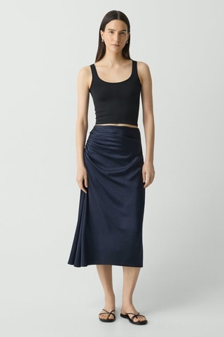 Jupe midi taille haute - Bleu marine