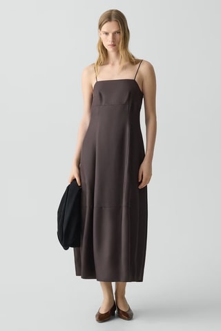 Robe longue en soie - Marron foncé