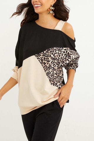 Blouse - Camel et noir