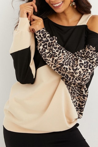 Blouse - Camel et noir